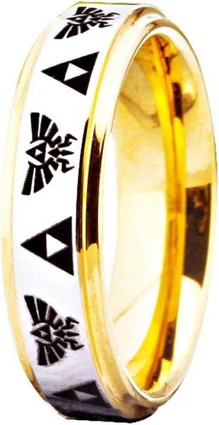 cloud dancer custom engraving the legend of zelda ring- crest and triforce ring gold tone step tungsten carbide wedding bands ring, Silver
cloud dancer custom engraving the legend of zelda ring- crest and triforce ring gold tone step tungsten carbide wedding bands ring, Silver