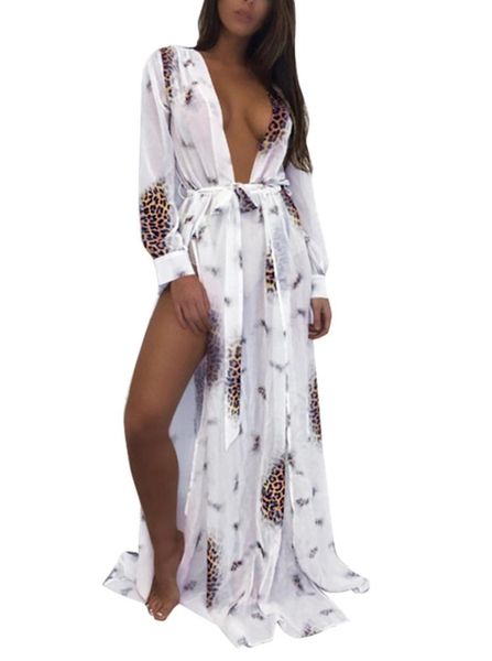 2018 summer women chiffon kimono bikini cover up leopard contrast color split cardigan beach maxi blouses coverups female1622158, White
2018 summer women chiffon kimono bikini cover up leopard contrast color split cardigan beach maxi blouses coverups female1622158, White