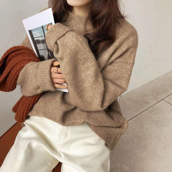 womens clothing autumn and winter sweater style with a lazy wind pure color pullover loose round neck thick, White;black
womens clothing autumn and winter sweater style with a lazy wind pure color pullover loose round neck thick, White;black