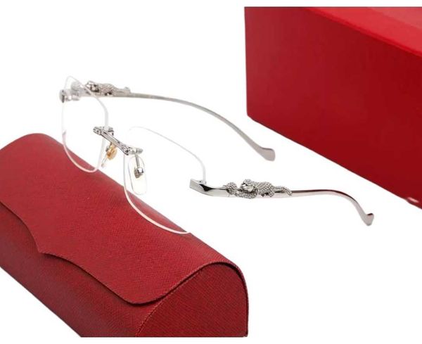 men designer sunglasses for women glasses leopard head composite metal rimless optical frame classic rectangle with box luxury gold sunshade, White;black
men designer sunglasses for women glasses leopard head composite metal rimless optical frame classic rectangle with box luxury gold sunshade, White;black