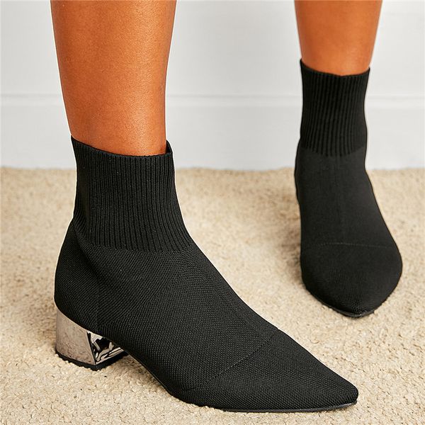 boots women ankle knitted stretch 5cm high heels platform square block low lady fashion mom quality sock booties shoes 230829, Black
boots women ankle knitted stretch 5cm high heels platform square block low lady fashion mom quality sock booties shoes 230829, Black