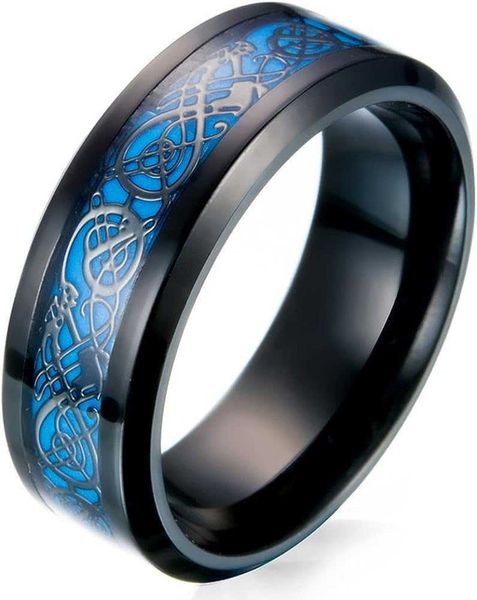 jajafook men's 8mm black carbon fiber celtic dragon blue luminous effect ring band glow in the dark, Golden;silver
jajafook men's 8mm black carbon fiber celtic dragon blue luminous effect ring band glow in the dark, Golden;silver