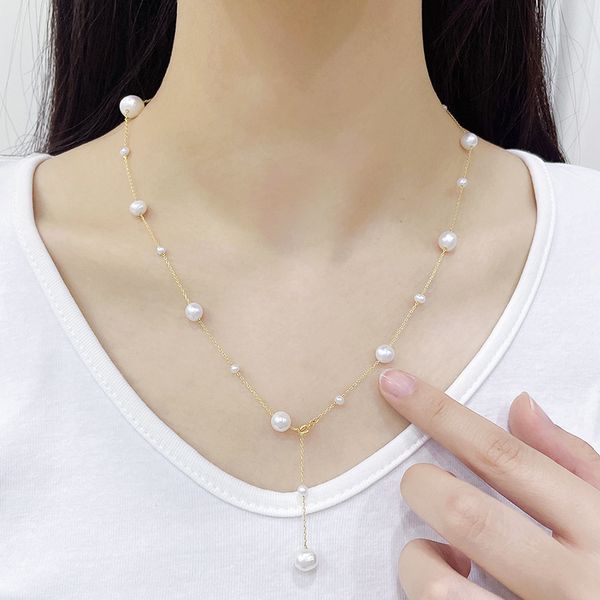 mantianxing natural pearl necklace exquisite chain - a multi wear small design premium y-shaped collar chain, Silver
mantianxing natural pearl necklace exquisite chain - a multi wear small design premium y-shaped collar chain, Silver