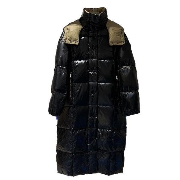 toney 2023 black and gold color matching long down jacket women's knee-length long winter down bread heated coat 017
toney 2023 black and gold color matching long down jacket women's knee-length long winter down bread heated coat 017