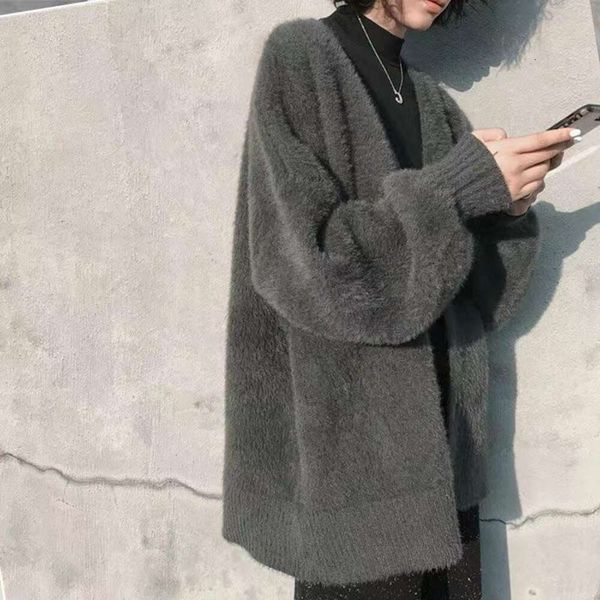 autumn and winter retro japanese womens sweaters style versatile mid long v neck lazy wind sweater cardigan loose, White;black
autumn and winter retro japanese womens sweaters style versatile mid long v neck lazy wind sweater cardigan loose, White;black