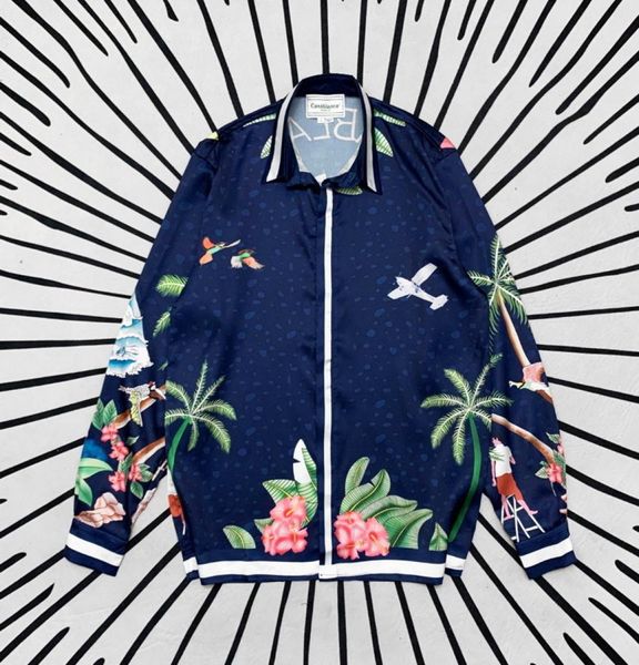 men's and women's casual shirts tide brand a new printed silk satin hawaiian long-sleeved couple fashion thin jacket 5583519341, White;black
men's and women's casual shirts tide brand a new printed silk satin hawaiian long-sleeved couple fashion thin jacket 5583519341, White;black