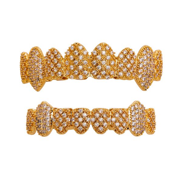 hip hop teeth grills fangs eight teeth iced out full diamonds copper inlaid zirconium tooth grills halloween vampire teeth, Black 
hip hop teeth grills fangs eight teeth iced out full diamonds copper inlaid zirconium tooth grills halloween vampire teeth, Black