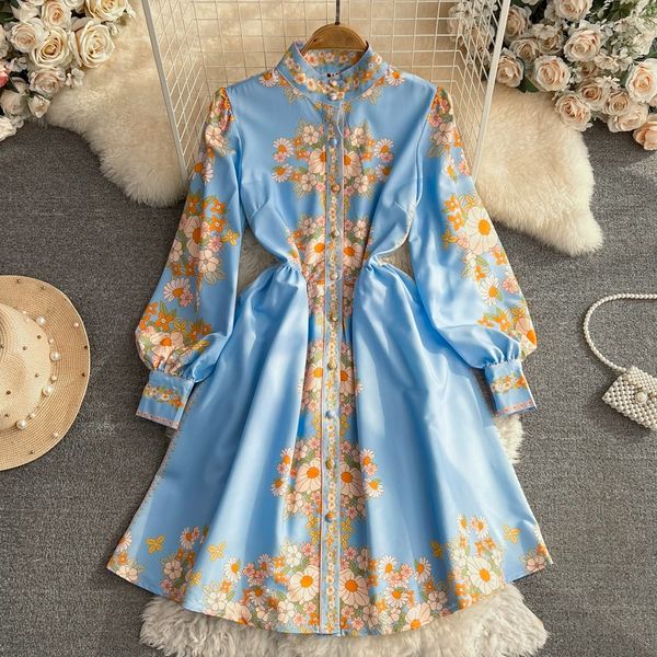 2023 spring and autumn retro palace style bubble long sleeve standing neck sleeved waist slim single breasted a-line printing dress, Black;gray
2023 spring and autumn retro palace style bubble long sleeve standing neck sleeved waist slim single breasted a-line printing dress, Black;gray