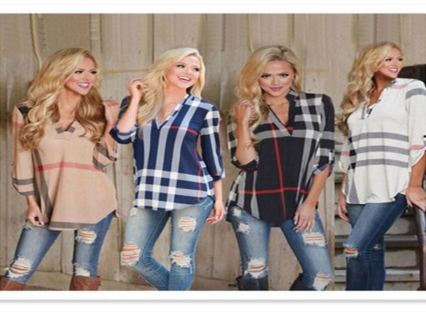women039s spring and autumn fashion plaid print vneck sleeve tshirt s5xl5110297, White
women039s spring and autumn fashion plaid print vneck sleeve tshirt s5xl5110297, White