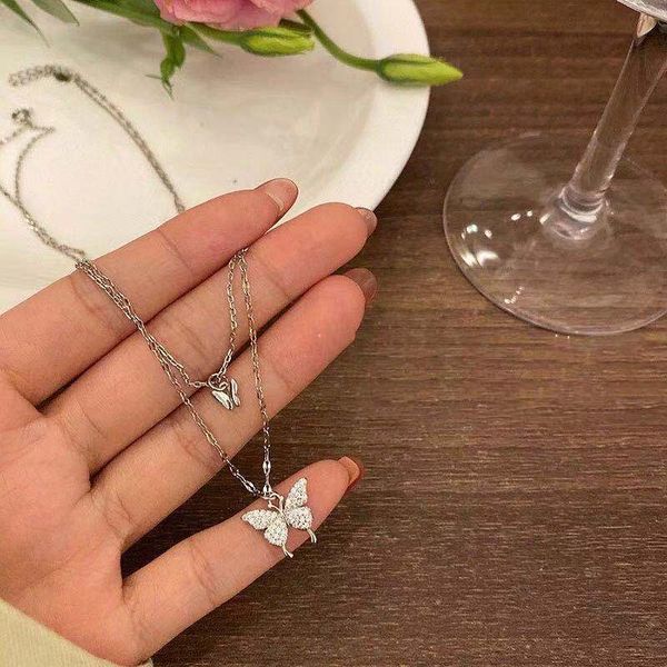 double layer butterfly necklace, sparkling diamond, spring and summer new trendy neck chain, women's insets, korean versatile, cool sty, Silver
double layer butterfly necklace, sparkling diamond, spring and summer new trendy neck chain, women's insets, korean versatile, cool sty, Silver