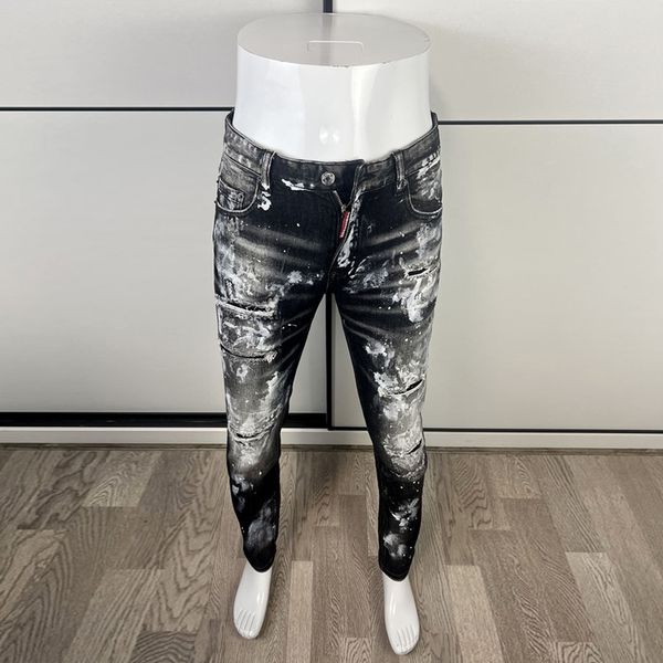 men's jeans high street fashion men jeans retro black gray elastic slim fit ripped jeans men painted designer hip hop brand pants hombr, Blue
men's jeans high street fashion men jeans retro black gray elastic slim fit ripped jeans men painted designer hip hop brand pants hombr, Blue