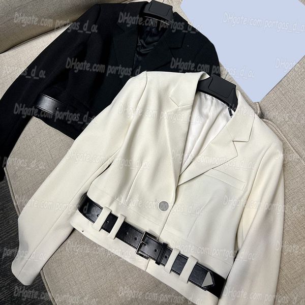 women cropped blazer coat long sleeve suit vintage waist belt design charming jackets, Black
women cropped blazer coat long sleeve suit vintage waist belt design charming jackets, Black