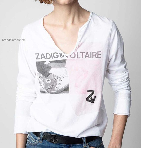 23ss zadig voltaire women designer t shirt new guitar print diamond digital u-neck hem curved fashion cotton long sleeved, White
23ss zadig voltaire women designer t shirt new guitar print diamond digital u-neck hem curved fashion cotton long sleeved, White