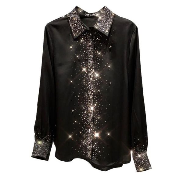 women's blouses & shirts spring fall lapel stars rhine satin solid color faux silk diamonds blouse long sleeve turn down collar blusas8, White
women's blouses & shirts spring fall lapel stars rhine satin solid color faux silk diamonds blouse long sleeve turn down collar blusas8, White