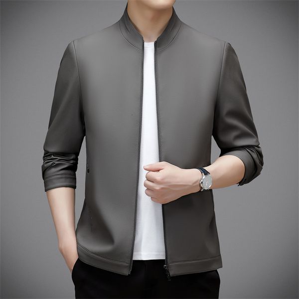 men's leather faux spring and autumn genuine clothes sheepskin stand collar jacket thin casual handsome 230831, Black
men's leather faux spring and autumn genuine clothes sheepskin stand collar jacket thin casual handsome 230831, Black