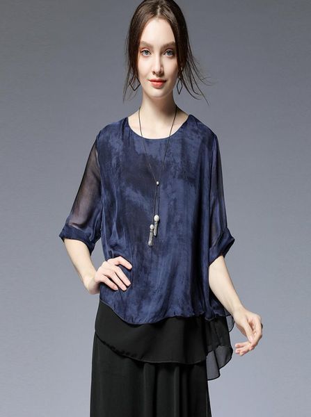 73833 jry new summer fashion silk blouses women round collar half sleeve lady printing loose blouses plus size bluegreen1519107, White
73833 jry new summer fashion silk blouses women round collar half sleeve lady printing loose blouses plus size bluegreen1519107, White