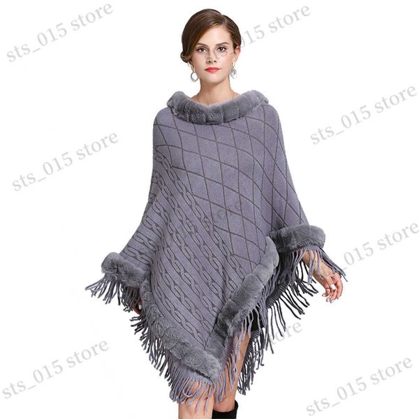 shawls women's cashmere feel poncho lady faux fox fur collar pullover coat autumn winter warm tassel cloak classic luxury knitted shawl, Blue;gray
shawls women's cashmere feel poncho lady faux fox fur collar pullover coat autumn winter warm tassel cloak classic luxury knitted shawl, Blue;gray