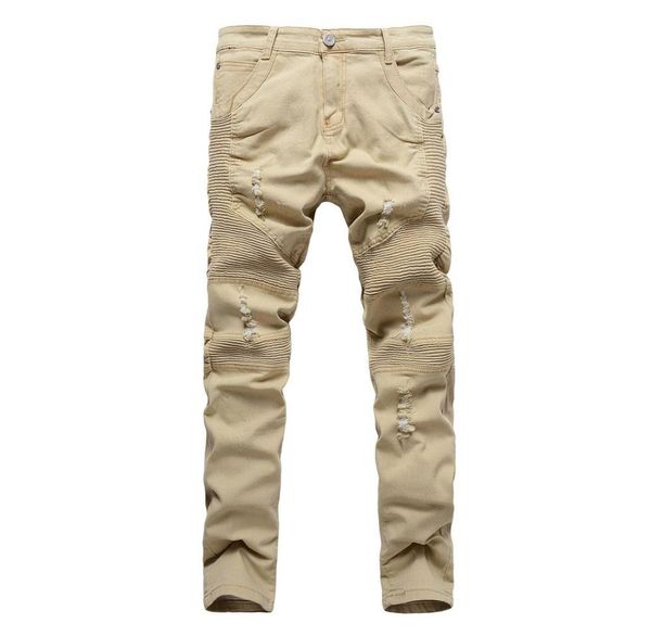 qnpqyx khaki biker jeans pleated design mens skinny slim stretch denim pants hiphop street ripped jeans7485595, Blue
qnpqyx khaki biker jeans pleated design mens skinny slim stretch denim pants hiphop street ripped jeans7485595, Blue