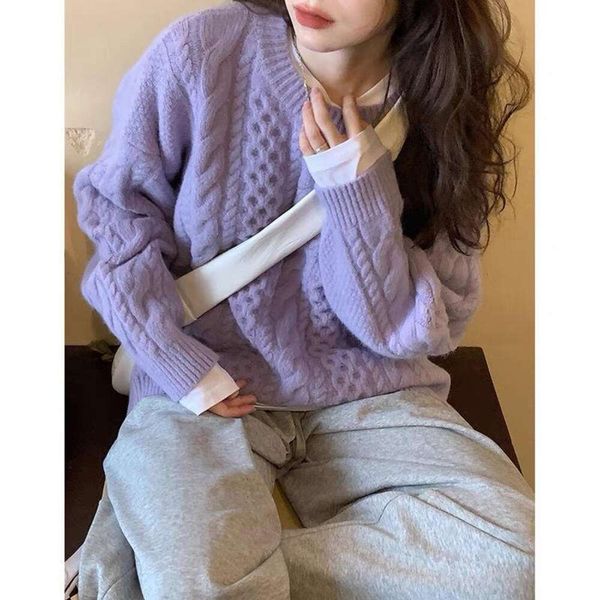a very fairy purple turtleneck sweater for women in autumn and winter loose retro japanese style gentle lazy, White;black
a very fairy purple turtleneck sweater for women in autumn and winter loose retro japanese style gentle lazy, White;black