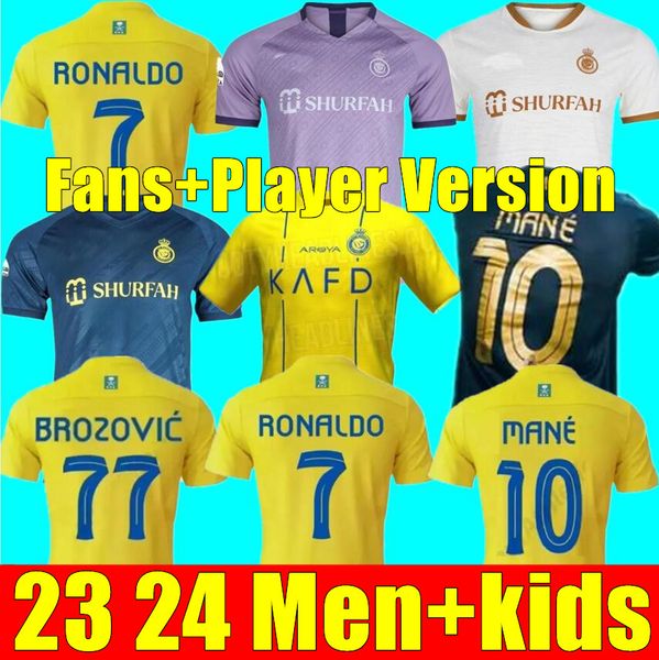 23 24 al nassr fc soccer jerseys ronaldo 2023 2024 home yellow away cr7 gonzalo mane martinez talisca women fans player version men kids kit, Black;yellow
23 24 al nassr fc soccer jerseys ronaldo 2023 2024 home yellow away cr7 gonzalo mane martinez talisca women fans player version men kids kit, Black;yellow