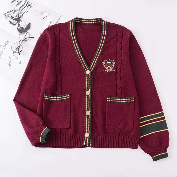 jk uniform christmas bear embroidered cardigan sweater red coat womens college style year suit, White;black
jk uniform christmas bear embroidered cardigan sweater red coat womens college style year suit, White;black