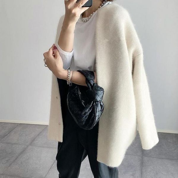 women's sweaters chic women coat singlebreasted oversized korean style thick midi length winter for shopping 230831, White;black
women's sweaters chic women coat singlebreasted oversized korean style thick midi length winter for shopping 230831, White;black