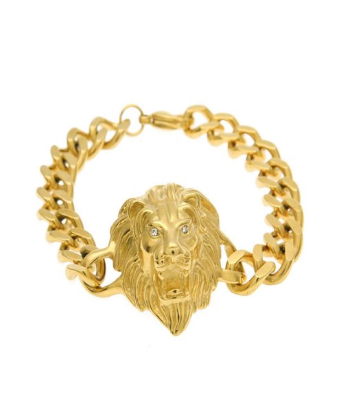 new fashion men chain bracelet stainless steel 18k yellow gold plated lion head bracelet for men women brc1703182491, Black
new fashion men chain bracelet stainless steel 18k yellow gold plated lion head bracelet for men women brc1703182491, Black