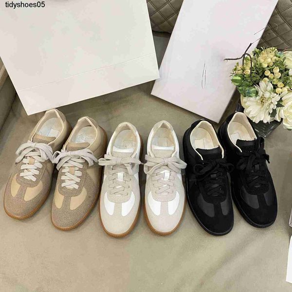 designer mens women mm6 margiela gazelle canvas shoes german training shoes paris running sports trainers, Black