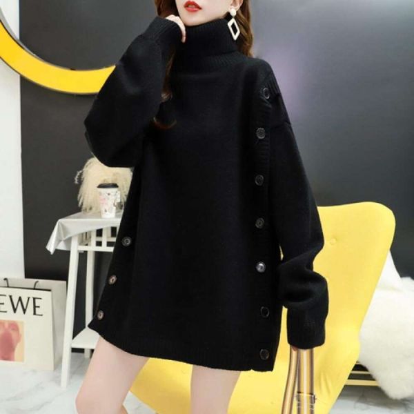 autumn and winter turtleneck sweater womens pullover thick lazy loose fashionable korean version of a versatile, White;black
autumn and winter turtleneck sweater womens pullover thick lazy loose fashionable korean version of a versatile, White;black