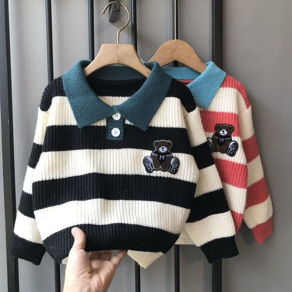 pullover 2023 spring kids fashion knitted striped sweaters boys all match long sleeve turn down collar cardigans 230830, Blue
pullover 2023 spring kids fashion knitted striped sweaters boys all match long sleeve turn down collar cardigans 230830, Blue