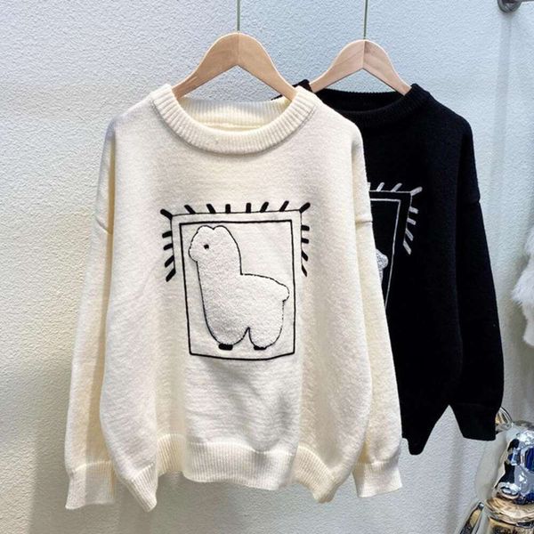 autumn and winter cartoon alpaca sweater short first love womens underwear niche, White;black
autumn and winter cartoon alpaca sweater short first love womens underwear niche, White;black
