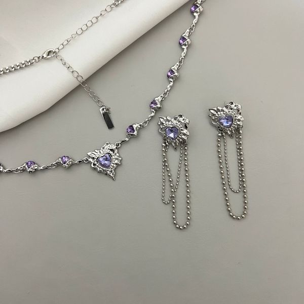 sweet and cool love necklace, women's light luxury earrings, junior high sense design jewelry, ins fashion collar chain accessories, Silver
sweet and cool love necklace, women's light luxury earrings, junior high sense design jewelry, ins fashion collar chain accessories, Silver
