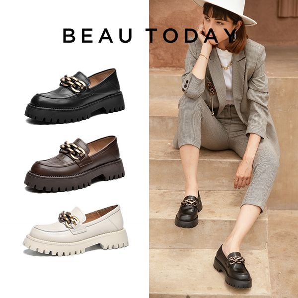 dress shoes beautoday chunky loafers women genuine cow leather platform shoes round toe metal chain slip on ladies flats handmade 27748 2308, Black
dress shoes beautoday chunky loafers women genuine cow leather platform shoes round toe metal chain slip on ladies flats handmade 27748 2308, Black