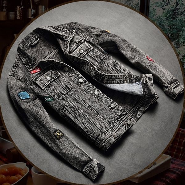 mens jackets european and american punk jean jacket mens trend label ripped slim gray riding casual clothes men 230831, Black;brown
mens jackets european and american punk jean jacket mens trend label ripped slim gray riding casual clothes men 230831, Black;brown