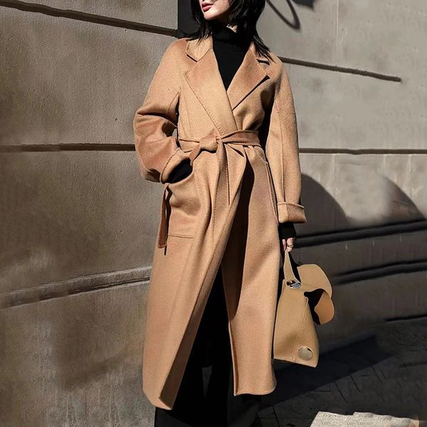 women's wool blends sale women's jacket autumn and winter double-sided cashmere coat belt windbreaker female long woolen casual ou, Black
women's wool blends sale women's jacket autumn and winter double-sided cashmere coat belt windbreaker female long woolen casual ou, Black