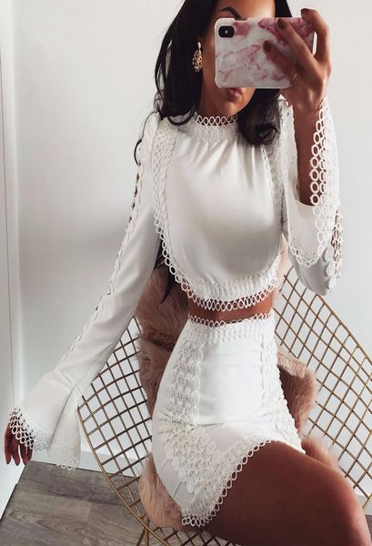 2021 new women039s lace patchwork flared sleeve crop and skirt two piece dress suit plus size twinset sml9946978, White
2021 new women039s lace patchwork flared sleeve crop and skirt two piece dress suit plus size twinset sml9946978, White