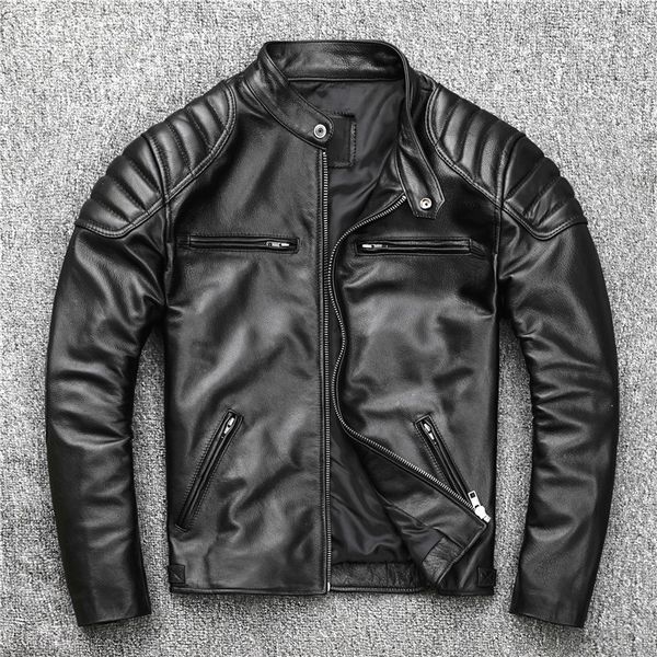 men's leather faux sheepskin jacket men motorcycle biker spring natural genuine jackets slim short coat soft 230831, Black
men's leather faux sheepskin jacket men motorcycle biker spring natural genuine jackets slim short coat soft 230831, Black