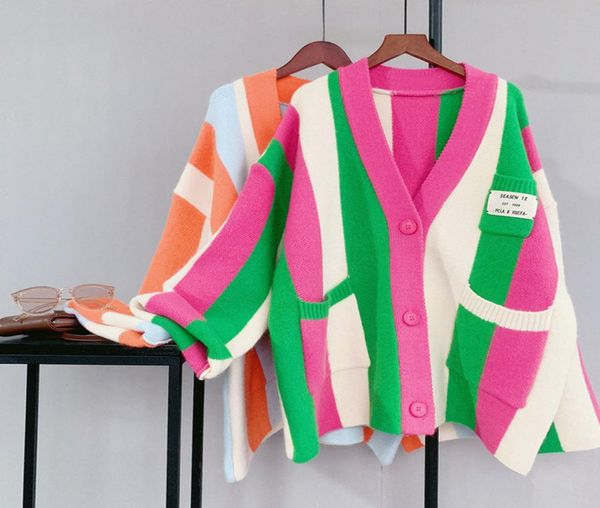 new women girl fall winter cardigans full sleeve knitted sweaters v neck basic knitwear rainbow jacket loose cardigans 2283916, White;black
new women girl fall winter cardigans full sleeve knitted sweaters v neck basic knitwear rainbow jacket loose cardigans 2283916, White;black