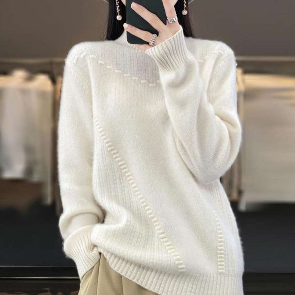 autumn and winter 100% pure wool sweater womens loose thick half turtleneck pullover all matching base shirt, White;black
autumn and winter 100% pure wool sweater womens loose thick half turtleneck pullover all matching base shirt, White;black