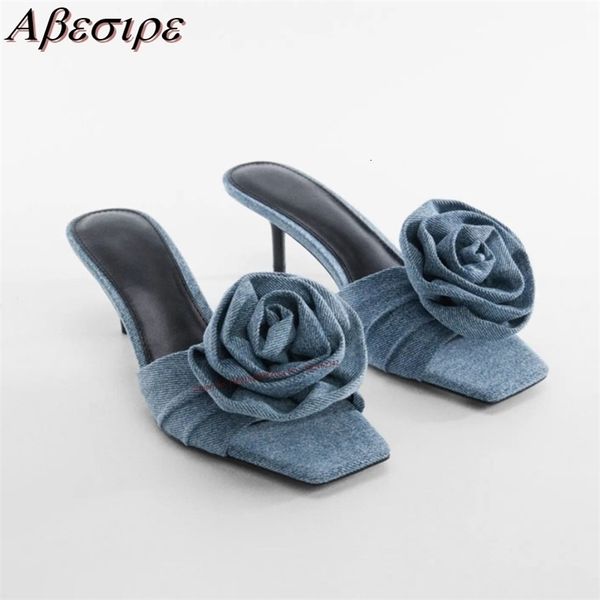 slippers summer square head denim rose solid color high heeled fashion elegant temperament casual dres s shoes 230830, Black
slippers summer square head denim rose solid color high heeled fashion elegant temperament casual dres s shoes 230830, Black