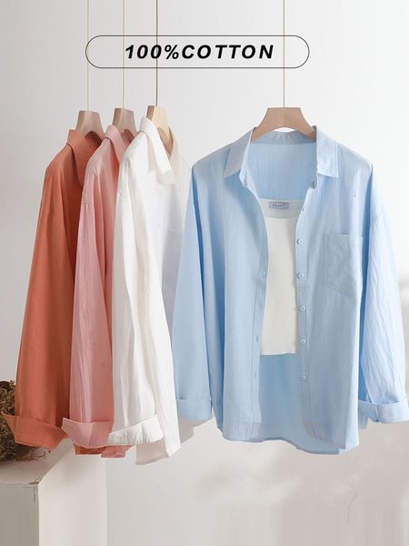 women's blouses shirts 100% cotton casual loose cotton blouse shirt women solid color oversize long blouse shirt women 230831, White
women's blouses shirts 100% cotton casual loose cotton blouse shirt women solid color oversize long blouse shirt women 230831, White