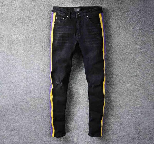 streetwear yellow purple striped jeans men black slim ripped fashion brand jeans pants casual hip dance four season pants4616032, Blue
streetwear yellow purple striped jeans men black slim ripped fashion brand jeans pants casual hip dance four season pants4616032, Blue