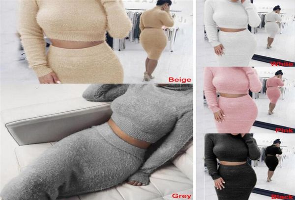 set2pcs autumn women bandage suit long sleeve fleece crop pencil midi skirt solid bodycon dress sweater tracksuit female clo9241877, Gray
set2pcs autumn women bandage suit long sleeve fleece crop pencil midi skirt solid bodycon dress sweater tracksuit female clo9241877, Gray