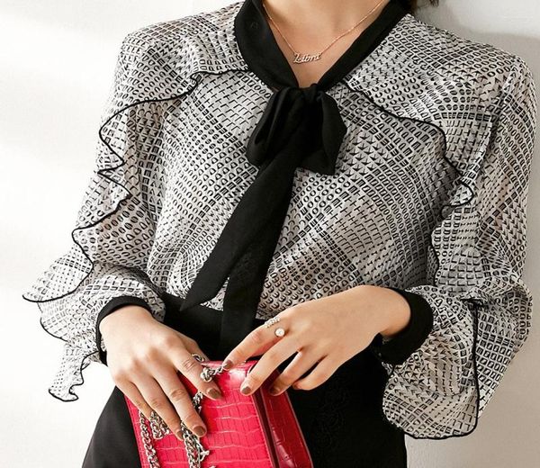 women039s blouses summer woman ruffleblusas de mujer bow print chiffon blouse women shirt long sleeve office ladies wo6133046, White
women039s blouses summer woman ruffleblusas de mujer bow print chiffon blouse women shirt long sleeve office ladies wo6133046, White