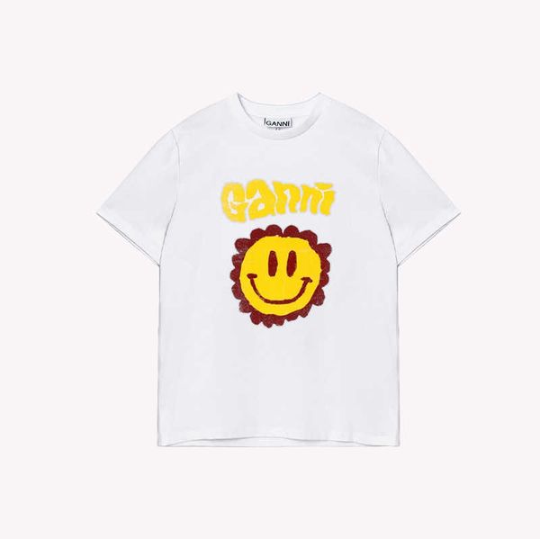 ganni 23ss designer t shirt short sleeve t-shirt classic design sunshine pattern printed summer casual loose womens tee, White
ganni 23ss designer t shirt short sleeve t-shirt classic design sunshine pattern printed summer casual loose womens tee, White