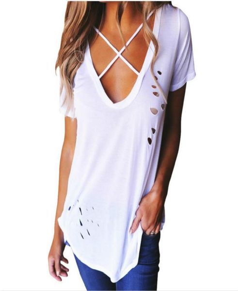 lossky holes summer women vneck short sleeve tshirts solid cotton t shirts bandage holes loose tee 2318145, White
lossky holes summer women vneck short sleeve tshirts solid cotton t shirts bandage holes loose tee 2318145, White