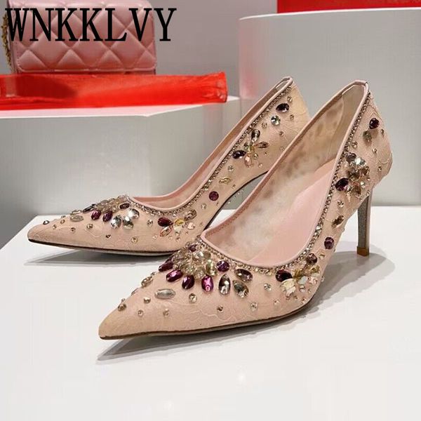 dress shoes spring pointed toe pumps women's all match high heel sandals lace crystal decor stiletto fashion single shoes party mules s, Black
dress shoes spring pointed toe pumps women's all match high heel sandals lace crystal decor stiletto fashion single shoes party mules s, Black