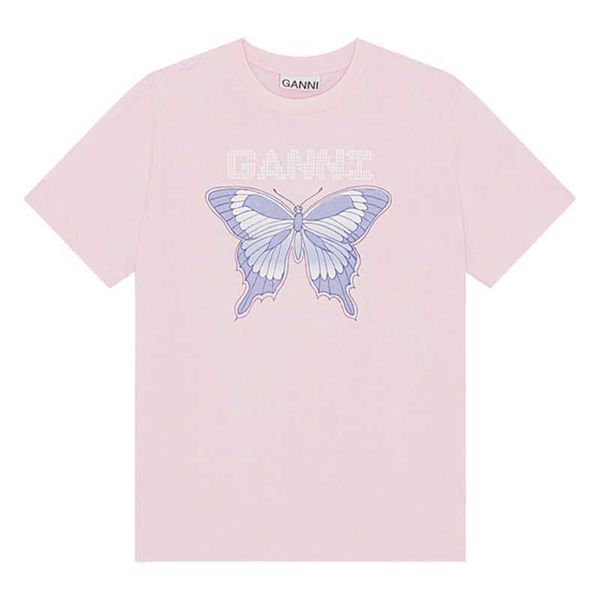 ganni 2023 designer t shirt round neck casual versatile pink tee shirt butterfly printed short sleeved t-shirt for women, White
ganni 2023 designer t shirt round neck casual versatile pink tee shirt butterfly printed short sleeved t-shirt for women, White