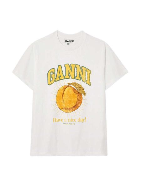 shop ganni designert shirt womens short sleeve summer tee new peach print pattern round neck loose casual t-shirt fashion, White
shop ganni designert shirt womens short sleeve summer tee new peach print pattern round neck loose casual t-shirt fashion, White