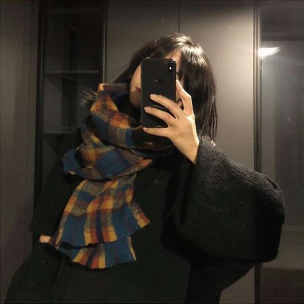vintage plaid imitation cashmere scarf shawl dual use womens winter thick warm long all matching style, Blue;gray
vintage plaid imitation cashmere scarf shawl dual use womens winter thick warm long all matching style, Blue;gray